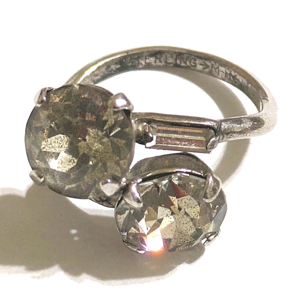 Vintage Signed Sterling Silver Uncas Rhinestone Ring